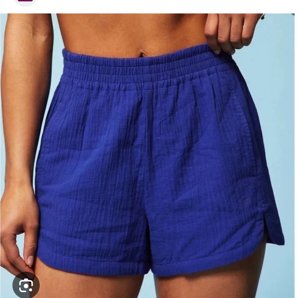 Fabletics Cotton Voile High-Waisted‎ Shorts-Admiral Blue